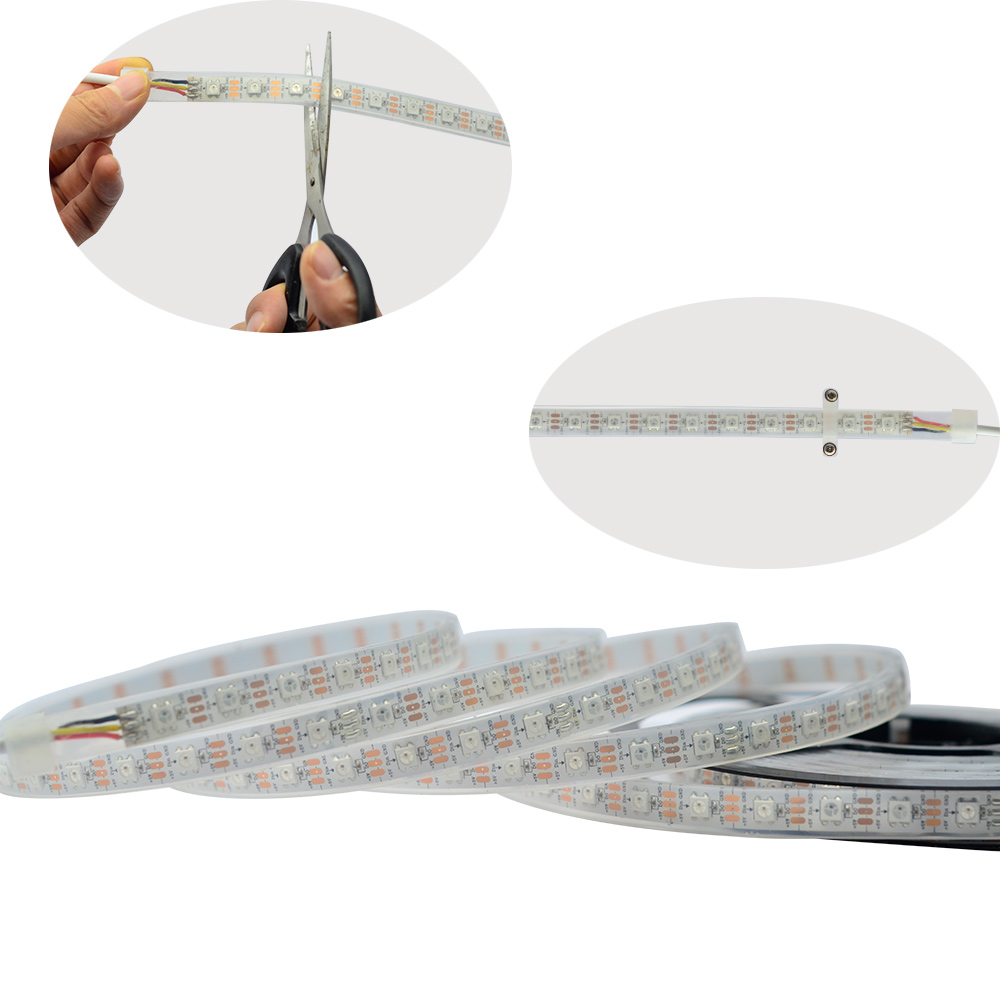 WS2812B DC5V Series Flexible LED Strip Lights Programmable Pixel Full Color Chasing Outdoor Waterproof IP68 300LEDs 1.64 16.4ft Per Reel By Sale